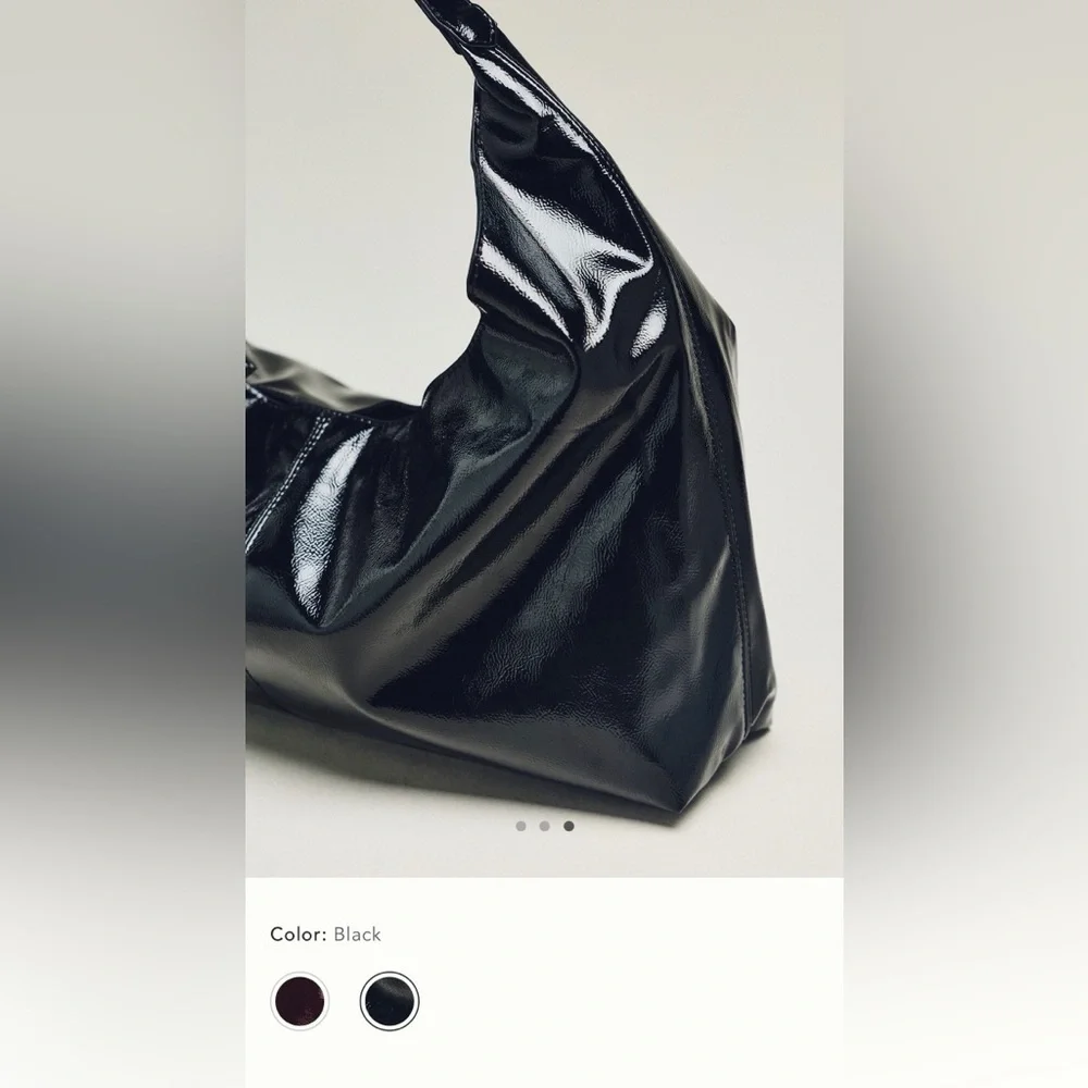 NWT new Anthropologie shiny faux patent leather tote bag purse black